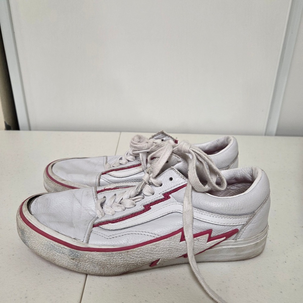 Vans Revenge x Storm Old Skool White Pink Leather Low Sneakers Mens 7.5 Womens 9